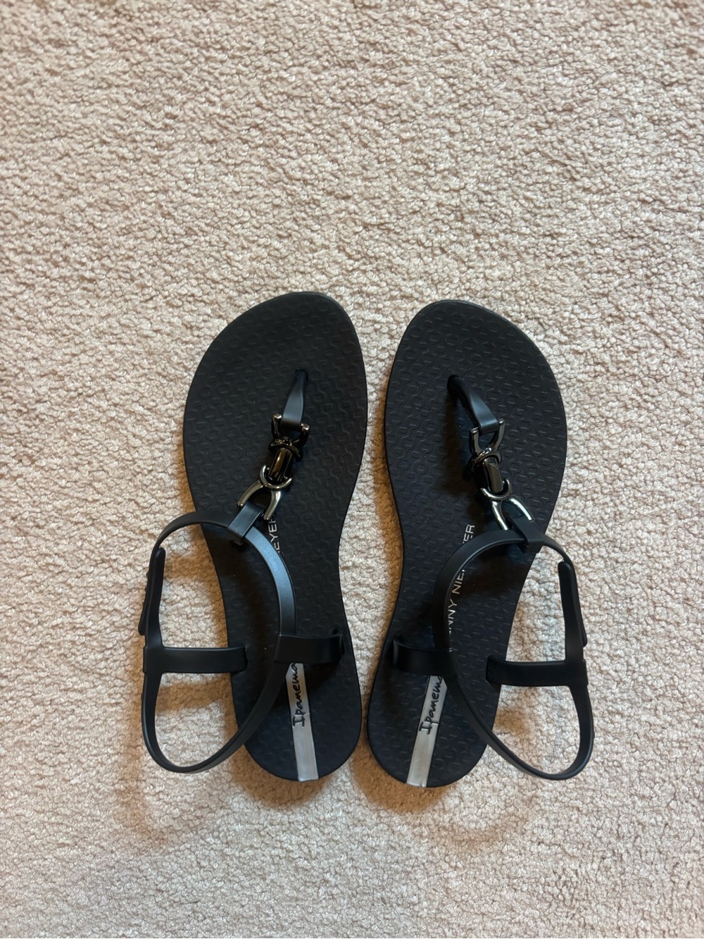 Black Women's T-Strap Sandals
